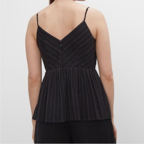 CLUB MONACO | Black Striped Chevron Peplum Cami Spaghetti Strap M Cotton Blend - Picture 2 of 7